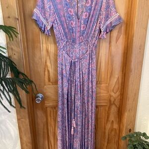 Elegant Floral Pink Maxi Dress